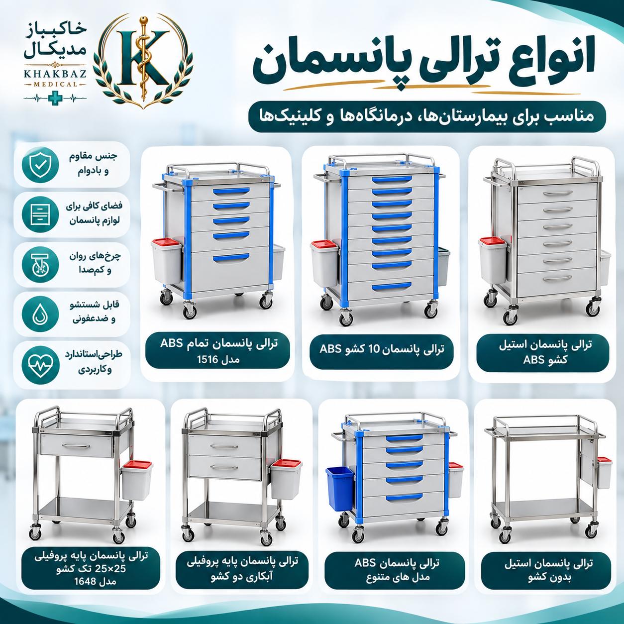 راهنمای خرید ترالی پانسمان برای بیمارستان و کلینیک | نکات مهم انتخاب