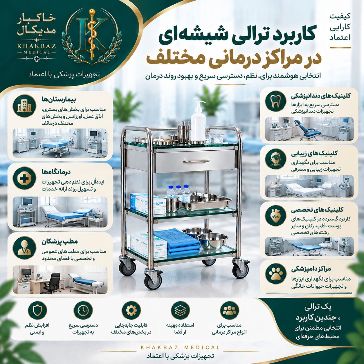 هنگام خرید ترالی شیشه‌ای پزشکی به چه نکاتی توجه کنیم؟