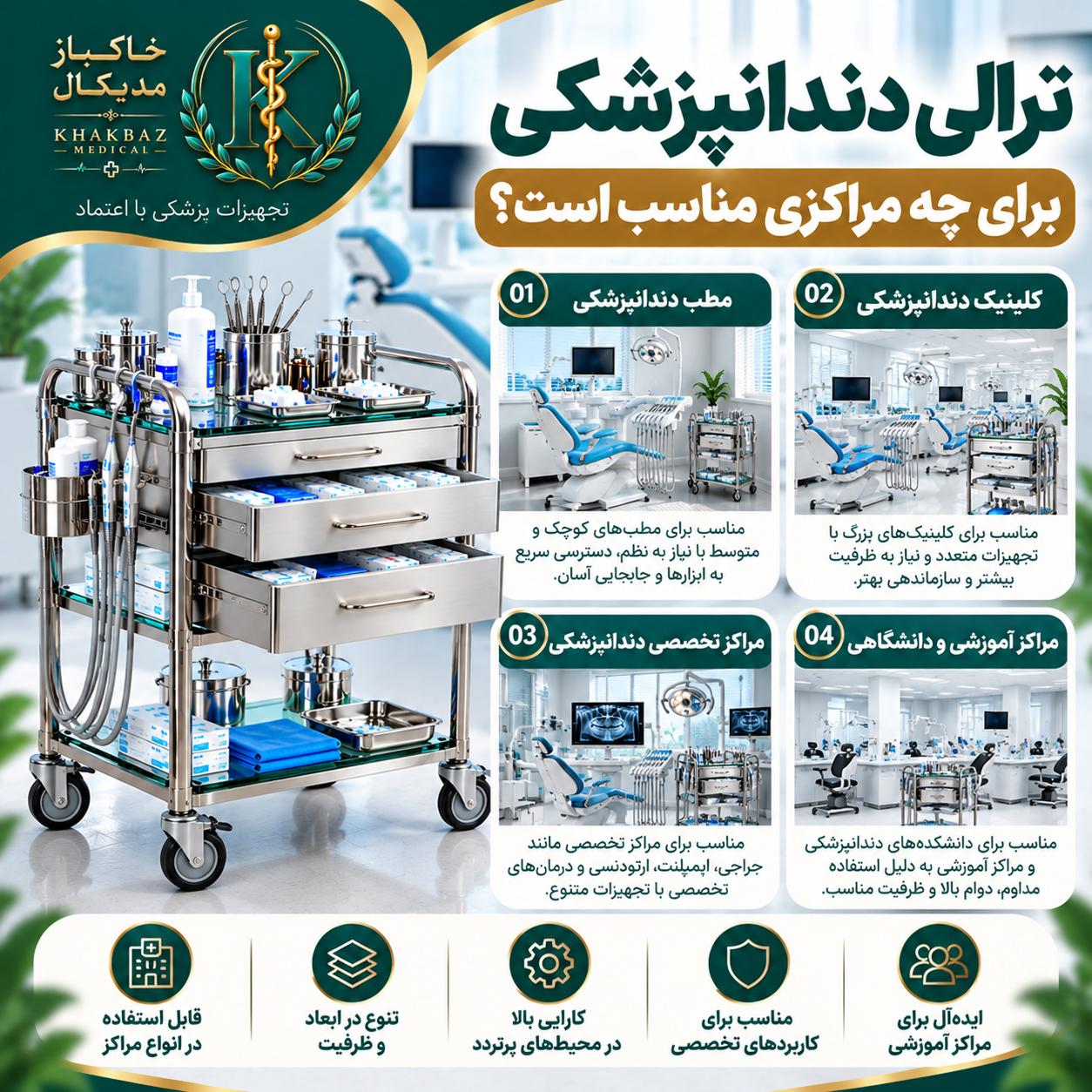 ترالی دندانپزشکی چه ویژگیهایی باید داشته باشد؟