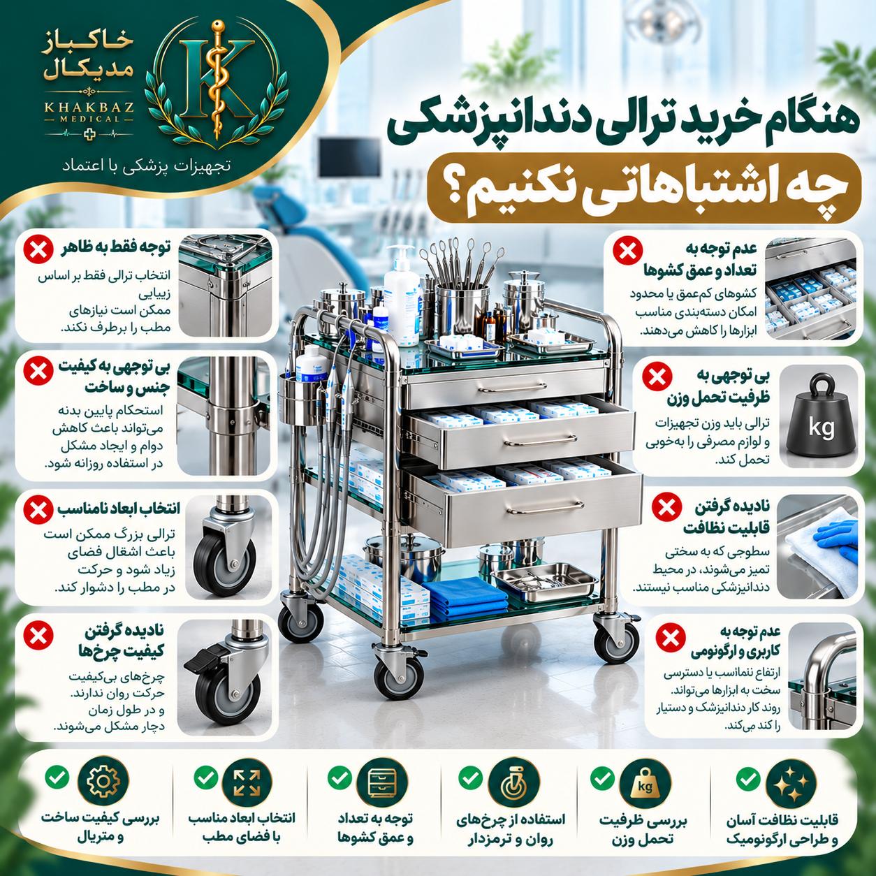 ترالی دندانپزشکی چه ویژگیهایی باید داشته باشد؟