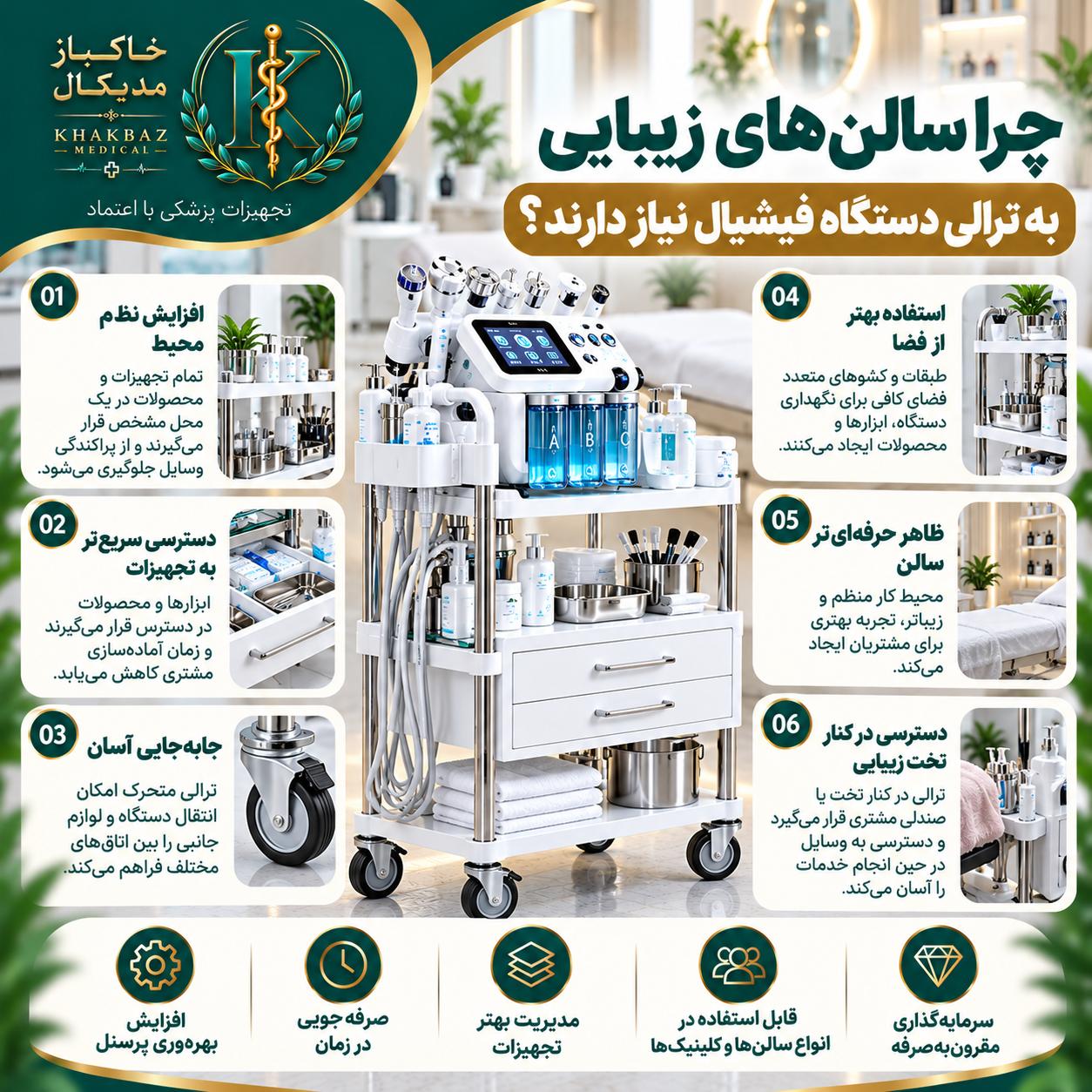 ترالی دستگاه فیشیال برای سالنها و کلینیکهای زیبایی
