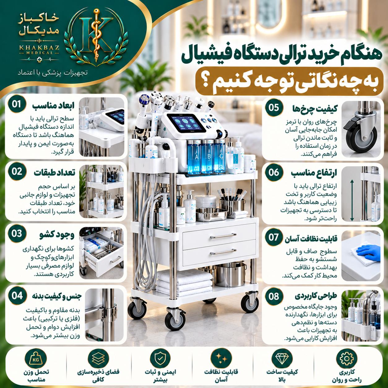 ترالی دستگاه فیشیال برای سالنها و کلینیکهای زیبایی